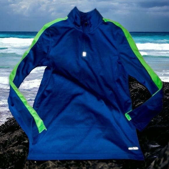 🍭 tek gear Blue Activewear Athletic Track Pullover 1/4 Zip Top Size M 10-12 EUC - Picture 7 of 7